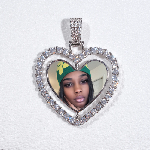 3D Spinning 2-Faced Heart Custom Picture Pendant