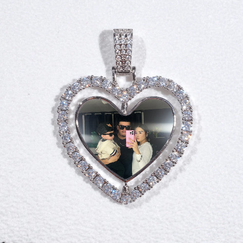 3D Spinning 2-Faced Heart Custom Picture Pendant