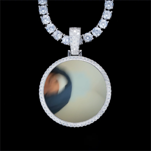 925S & VVS Moissanite 3D Circle Custom Picture Pendant