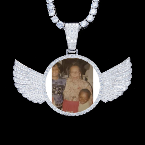925S & VVS Moissanite 3D Wing Custom Picture Pendant