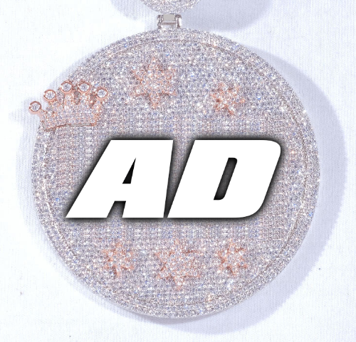 CUSTOM LETTER NECKLACE 3D BIG CROWN DISC