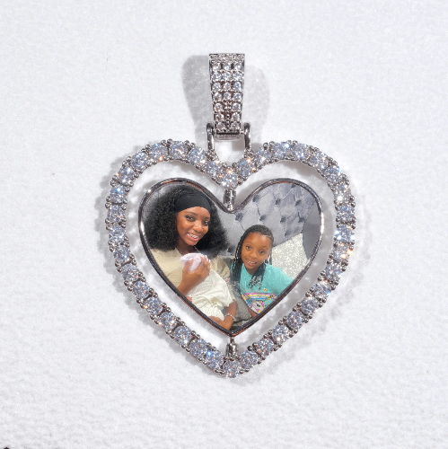 3D Spinning 2-Faced Heart Custom Picture Pendant