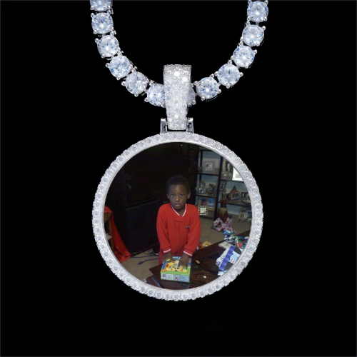 925S & VVS Moissanite 3D Circle Custom Picture Pendant