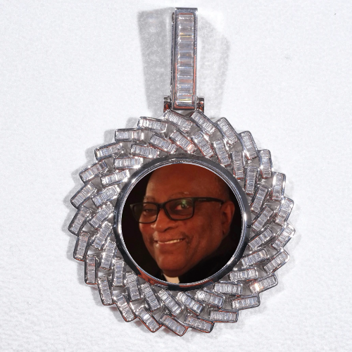 Large 3D Baguette Custom Picture Pendant
