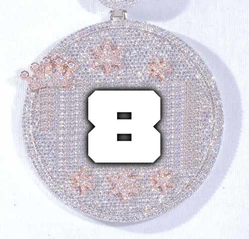 CUSTOM LETTER NECKLACE 3D BIG CROWN DISC