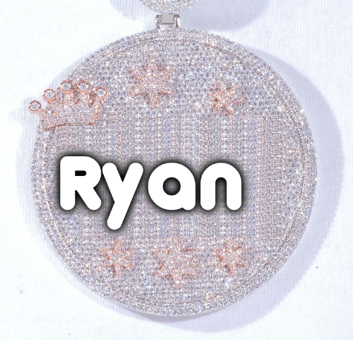CUSTOM LETTER NECKLACE 3D BIG CROWN DISC