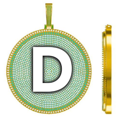 CUSTOM LETTER NECKLACE 3D BIG DISC