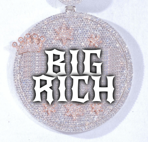 CUSTOM LETTER NECKLACE 3D BIG CROWN DISC