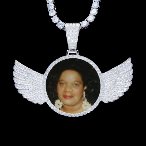 925S & VVS Moissanite 3D Wing Custom Picture Pendant