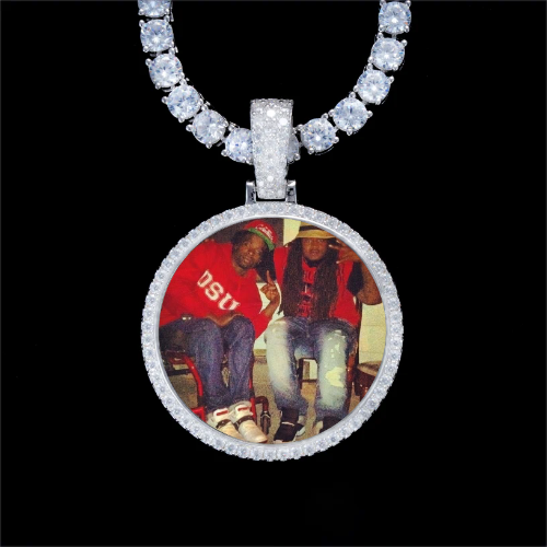 925S & VVS Moissanite 3D Circle Custom Picture Pendant