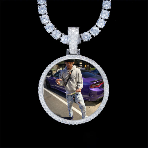 925S & VVS Moissanite 3D Circle Custom Picture Pendant