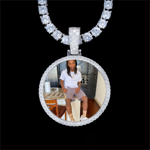 925S & VVS Moissanite 3D Circle Custom Picture Pendant