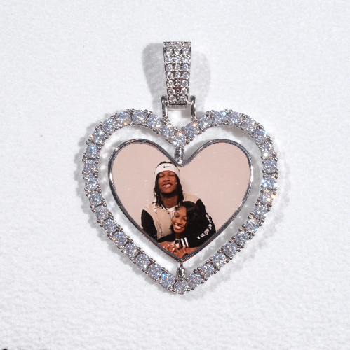3D Spinning 2-Faced Heart Custom Picture Pendant