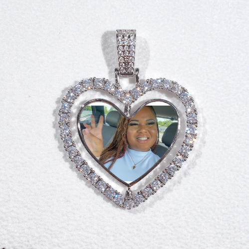 3D Spinning 2-Faced Heart Custom Picture Pendant