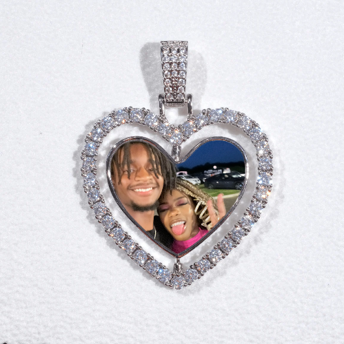 3D Spinning 2-Faced Heart Custom Picture Pendant