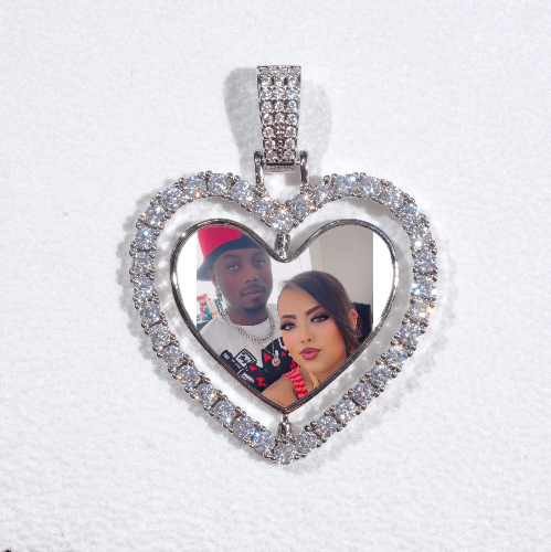 3D Spinning 2-Faced Heart Custom Picture Pendant