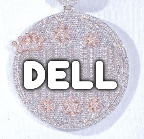 CUSTOM LETTER NECKLACE 3D BIG CROWN DISC