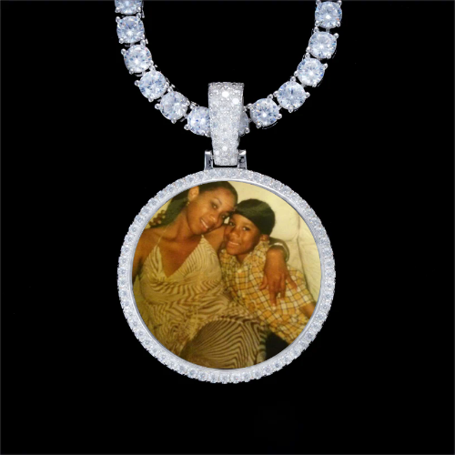 925S & VVS Moissanite 3D Circle Custom Picture Pendant