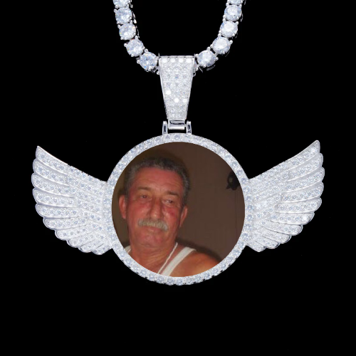 925S & VVS Moissanite 3D Wing Custom Picture Pendant