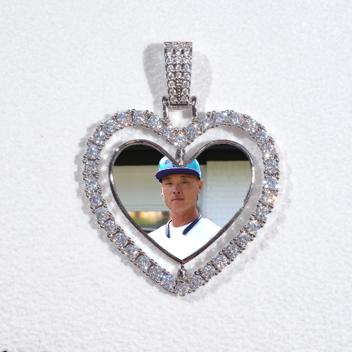 3D Spinning 2-Faced Heart Custom Picture Pendant