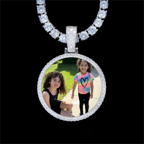 925S & VVS Moissanite 3D Circle Custom Picture Pendant