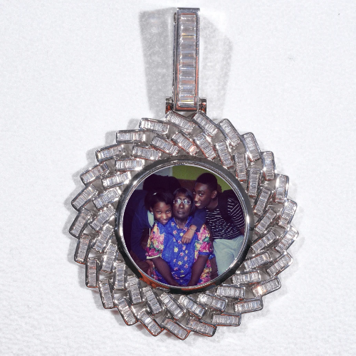 Large 3D Baguette Custom Picture Pendant