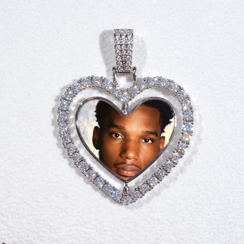 3D Spinning 2-Faced Heart Custom Picture Pendant