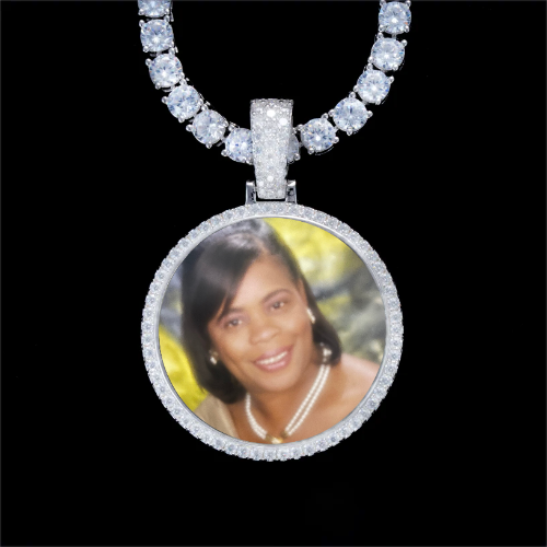 925S & VVS Moissanite 3D Circle Custom Picture Pendant