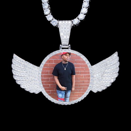 925S & VVS Moissanite 3D Wing Custom Picture Pendant
