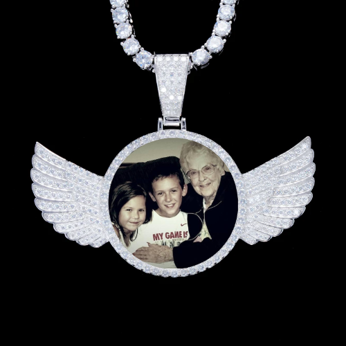 925S & VVS Moissanite 3D Wing Custom Picture Pendant