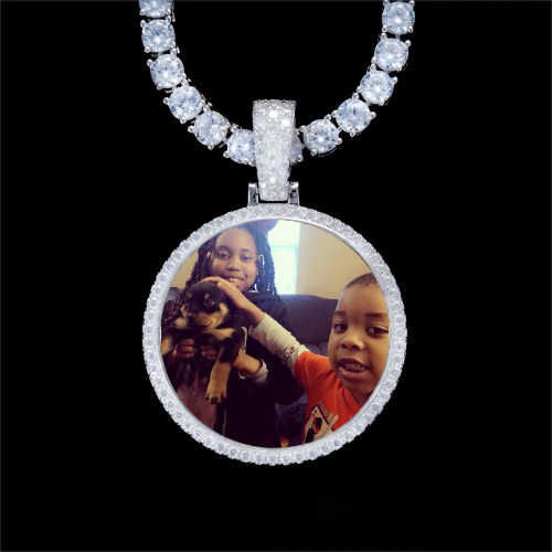 925S & VVS Moissanite 3D Circle Custom Picture Pendant