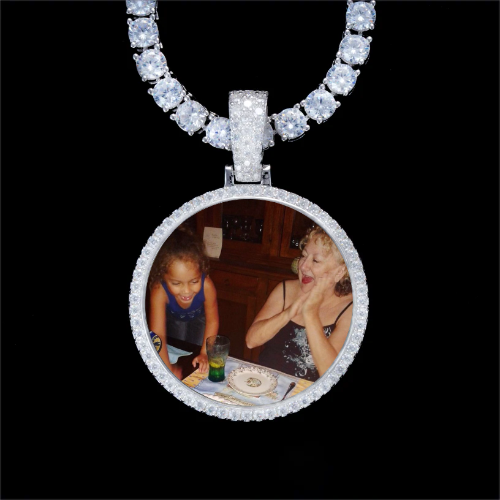 925S & VVS Moissanite 3D Circle Custom Picture Pendant