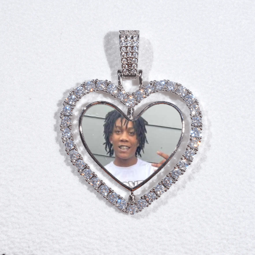 3D Spinning 2-Faced Heart Custom Picture Pendant