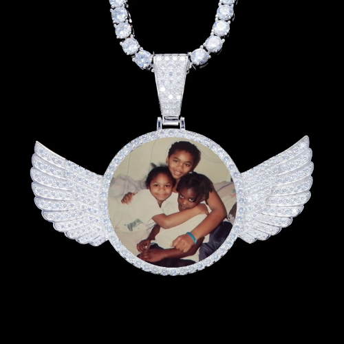 925S & VVS Moissanite 3D Wing Custom Picture Pendant
