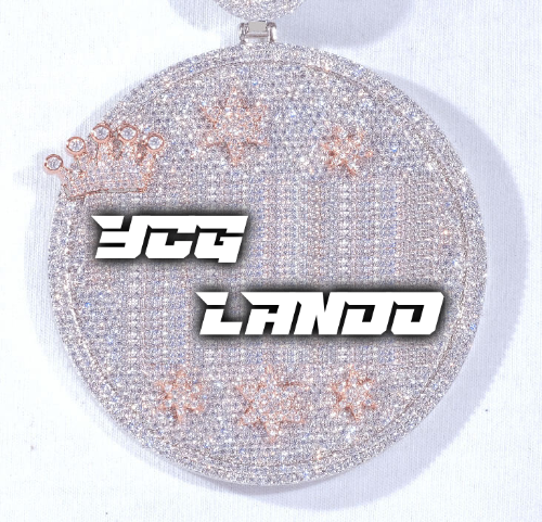 CUSTOM LETTER NECKLACE 3D BIG CROWN DISC