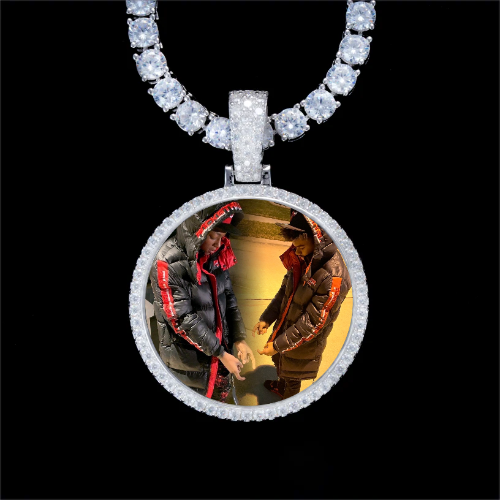 925S & VVS Moissanite 3D Circle Custom Picture Pendant