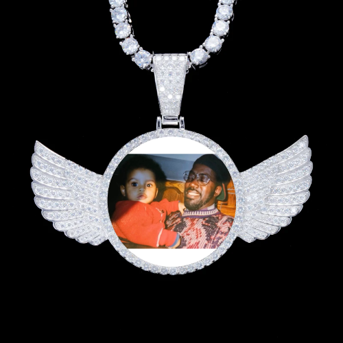 925S & VVS Moissanite 3D Wing Custom Picture Pendant