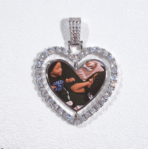 3D Spinning 2-Faced Heart Custom Picture Pendant