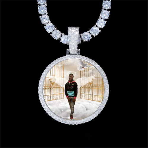 925S & VVS Moissanite 3D Circle Custom Picture Pendant