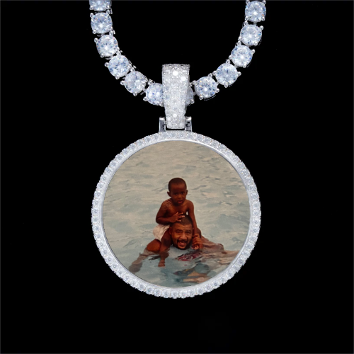 925S & VVS Moissanite 3D Circle Custom Picture Pendant