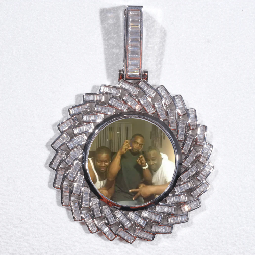 Large 3D Baguette Custom Picture Pendant