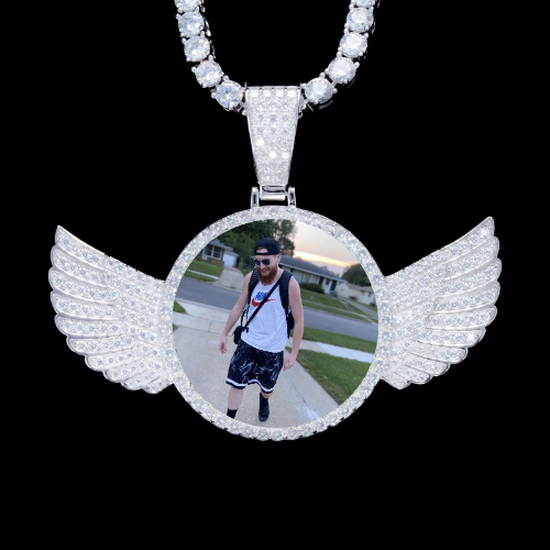 925S & VVS Moissanite 3D Wing Custom Picture Pendant