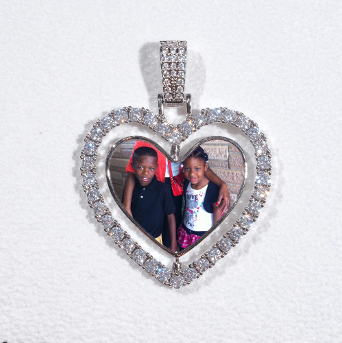 3D Spinning 2-Faced Heart Custom Picture Pendant