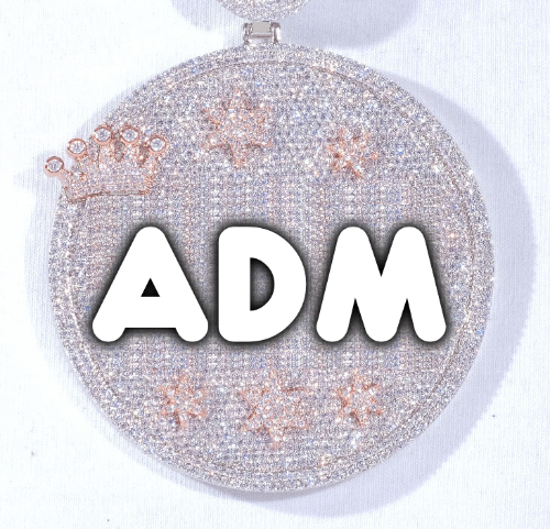 CUSTOM LETTER NECKLACE 3D BIG CROWN DISC