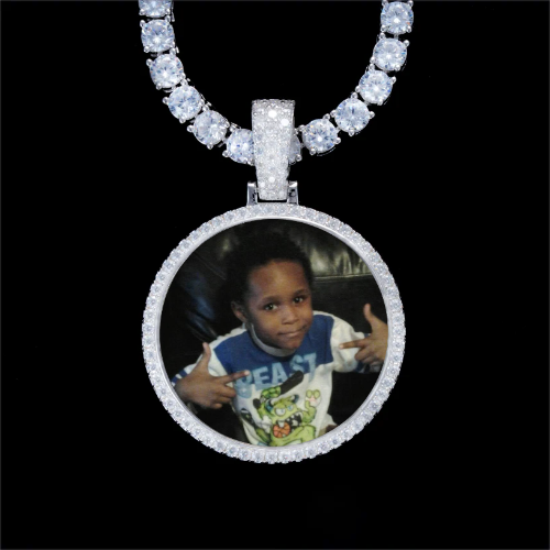 925S & VVS Moissanite 3D Circle Custom Picture Pendant