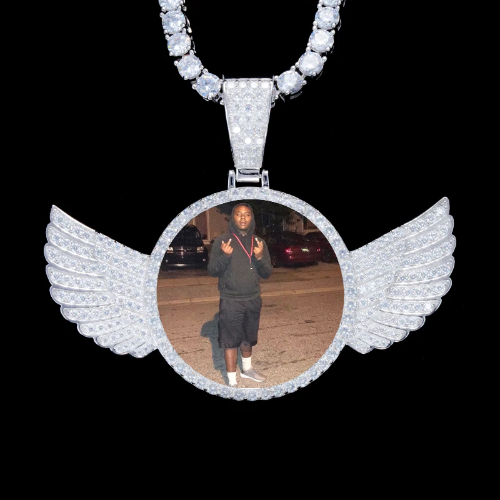 925S & VVS Moissanite 3D Wing Custom Picture Pendant