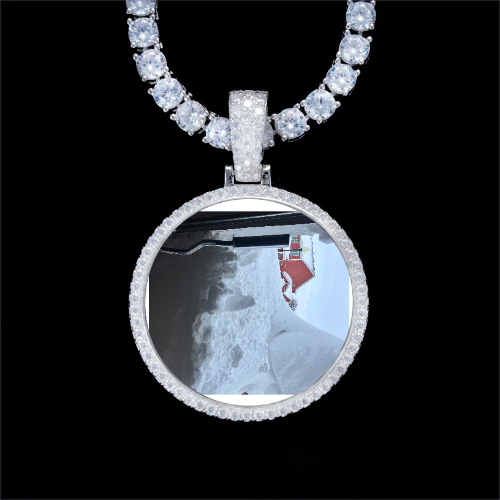 925S & VVS Moissanite 3D Circle Custom Picture Pendant