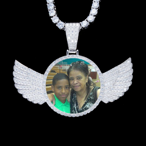 925S & VVS Moissanite 3D Wing Custom Picture Pendant