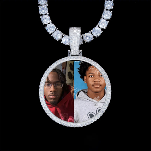 925S & VVS Moissanite 3D Circle Custom Picture Pendant