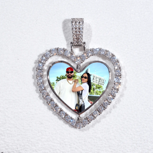3D Spinning 2-Faced Heart Custom Picture Pendant